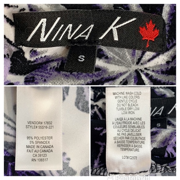 Nina K Purple, Black, and White Floral Full Knee Length Skirt, Small - Picture 15 of 15